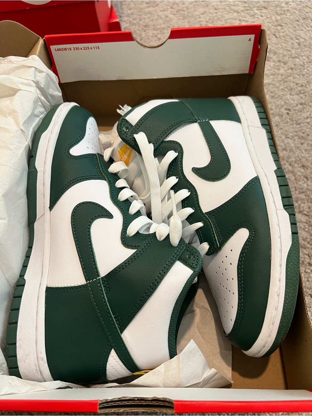 Nike Dunk High White and Green Men's Athletic Sneakers